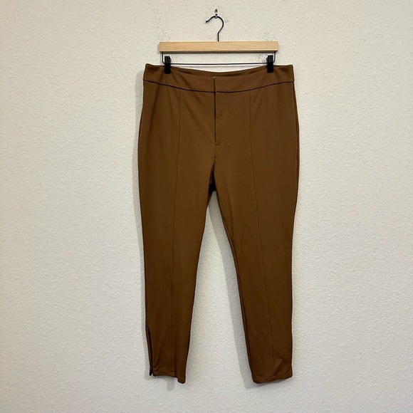THE ESSENTIAL SLIM by ANTHROPOLOGIE Ankle Zip Trousers Pants Camel Brown - Picture 1 of 14